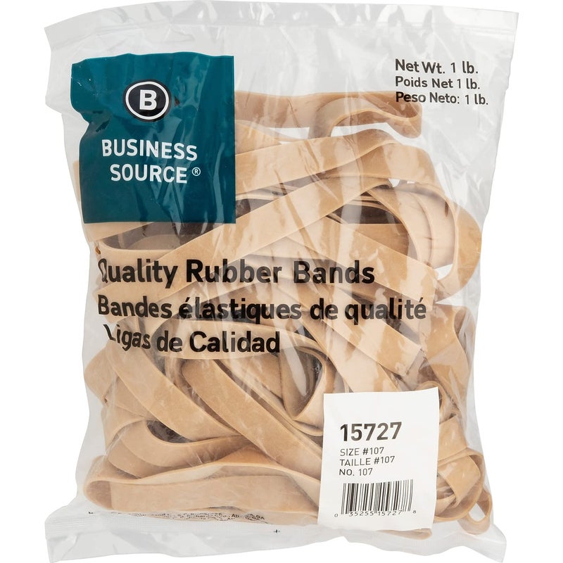 Business Source 15727 Rubber Bands,Size 107,1 lb./BG,7-Inch x5/8-Inch ,Natural Crepe - Image 2
